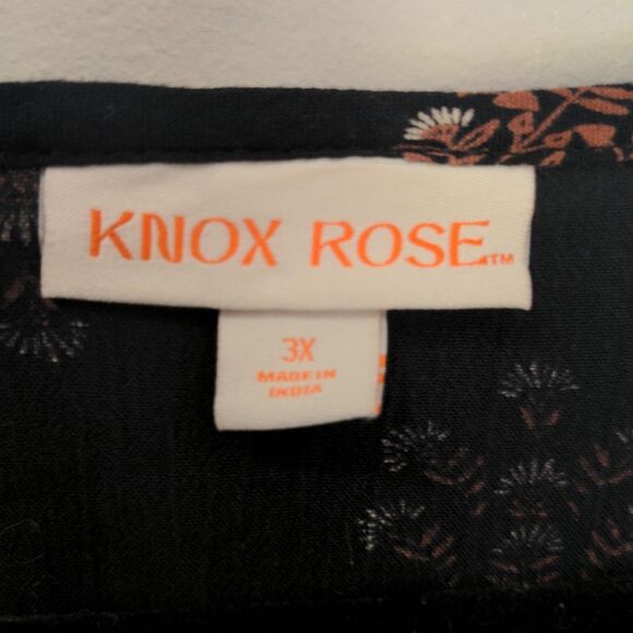 Knox Rose Womens Boho Bishop Sleeve Floral Dress Size 3X Black Tassel Pockets - Picture 3 of 10